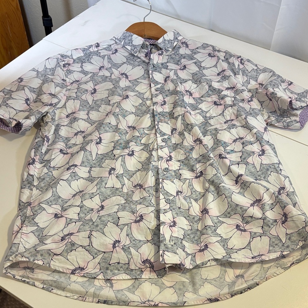 Johnston & Murphy Pink and Purple Patterned Shirt